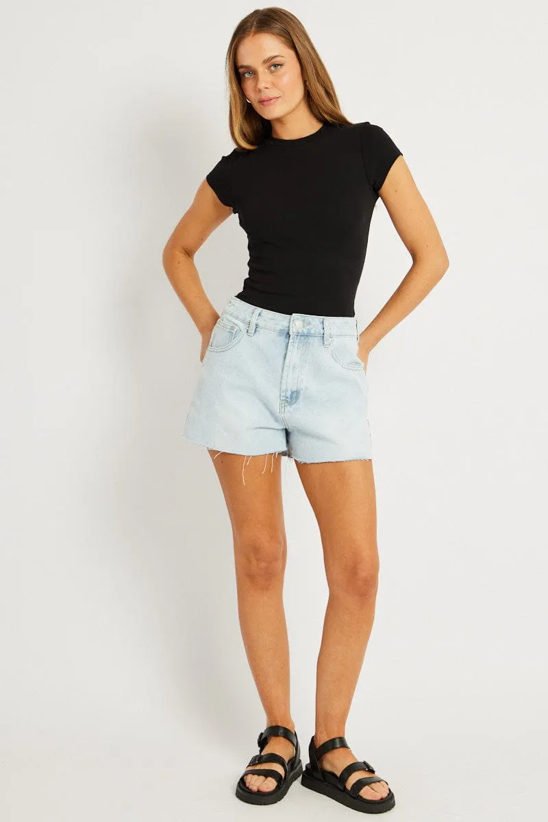 Black T Shirt Short Sleeve Crew Neck Cotton Rib sold by Ally Fashion product image thumbnail 2