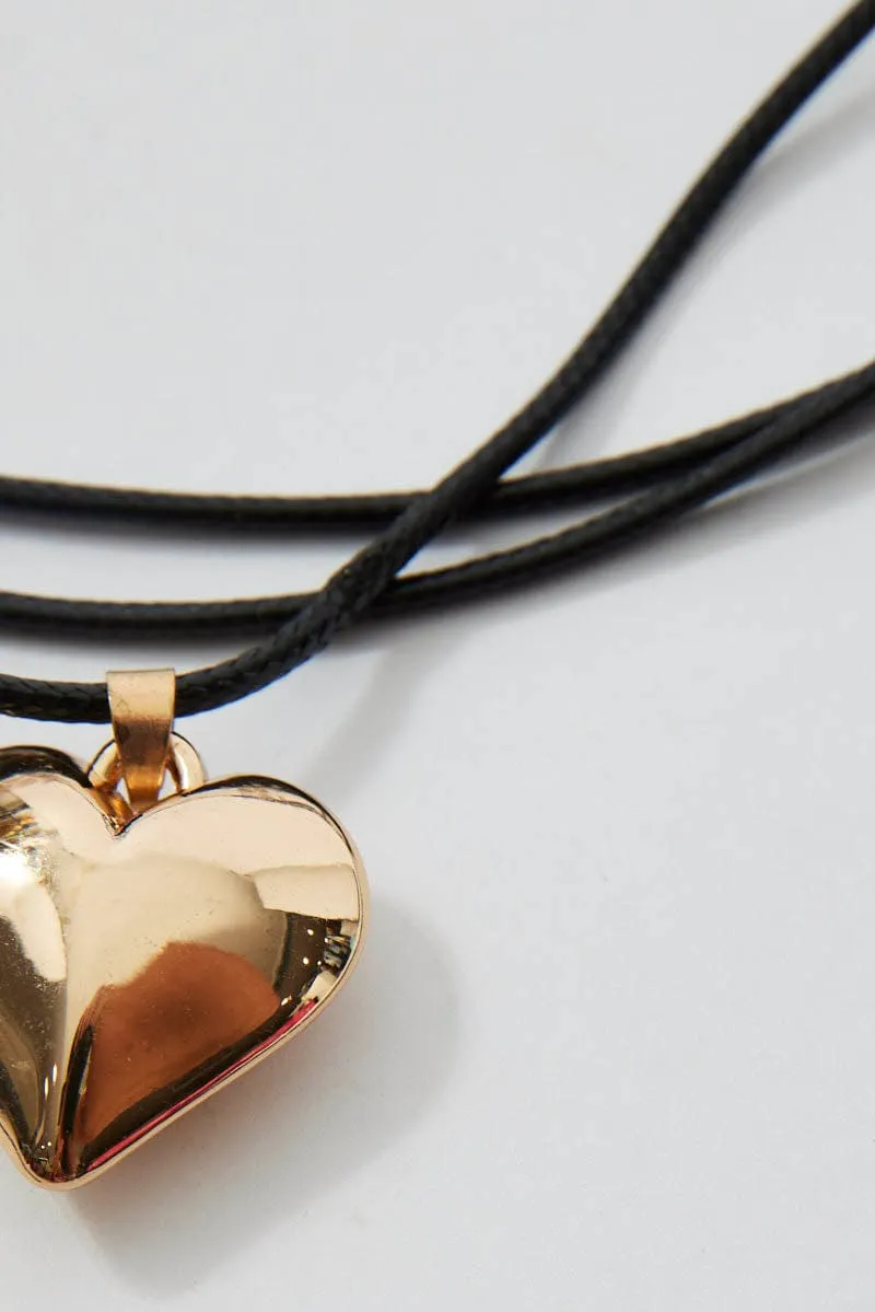 Gold Heart Pendent Cord Necklace sold by Ally Fashion product image thumbnail 2