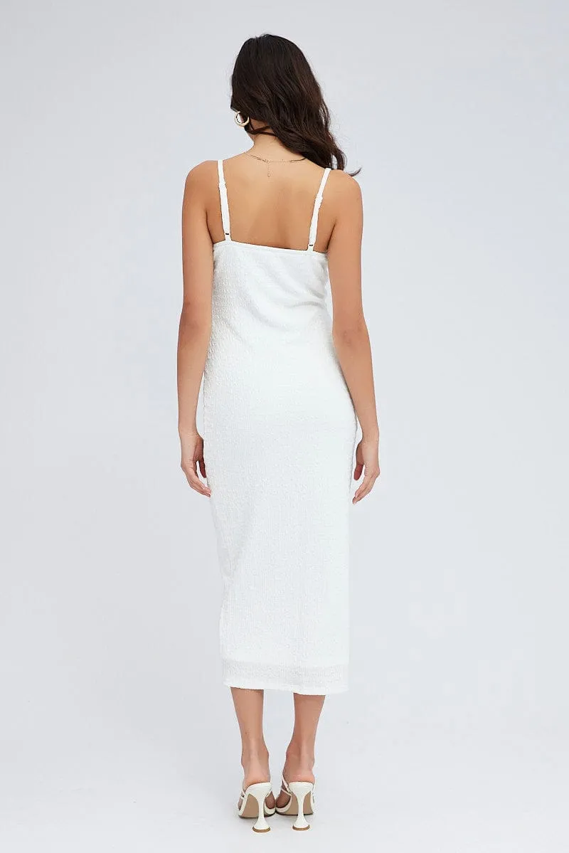 White Midi Dress Sleeveless Textured Fabric sold by Ally Fashion product image thumbnail 5