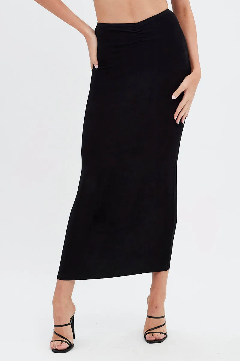 Black Ruched Midi Skirt sold by Ally Fashion product image thumbnail 2