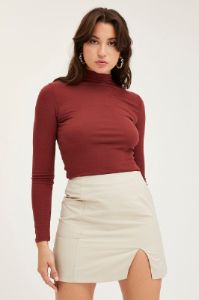 Brown Top Long Sleeve Turtleneck sold by Ally Fashion