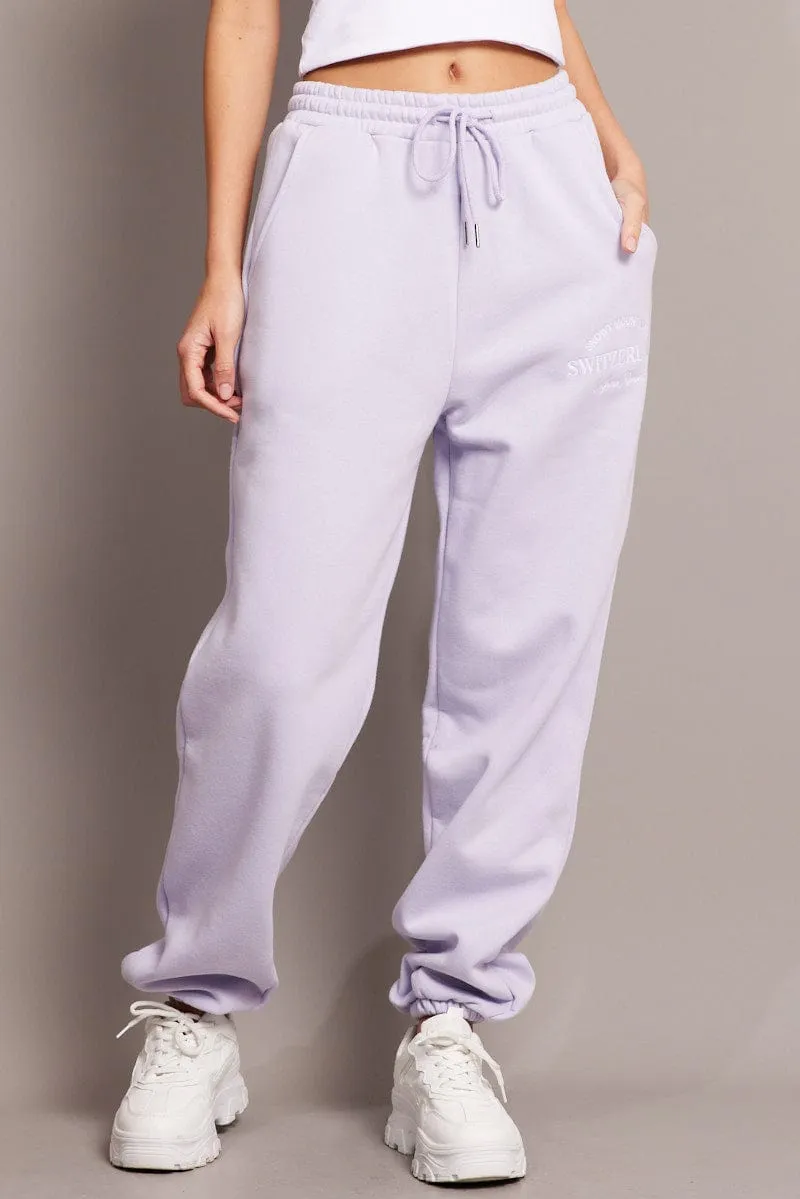 Purple Track Pants High Rise sold by Ally Fashion product image thumbnail 3