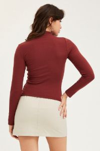 Brown Top Long Sleeve Turtleneck sold by Ally Fashion