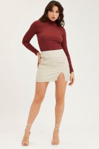 Brown Top Long Sleeve Turtleneck sold by Ally Fashion