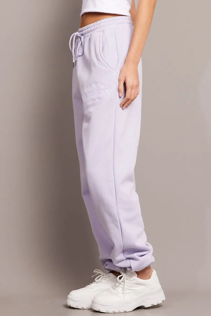 Purple Track Pants High Rise sold by Ally Fashion product image thumbnail 4