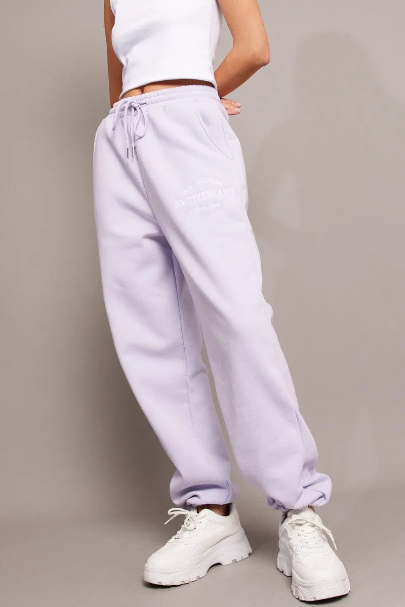 Purple Track Pants High Rise sold by Ally Fashion