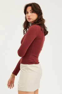 Brown Top Long Sleeve Turtleneck sold by Ally Fashion