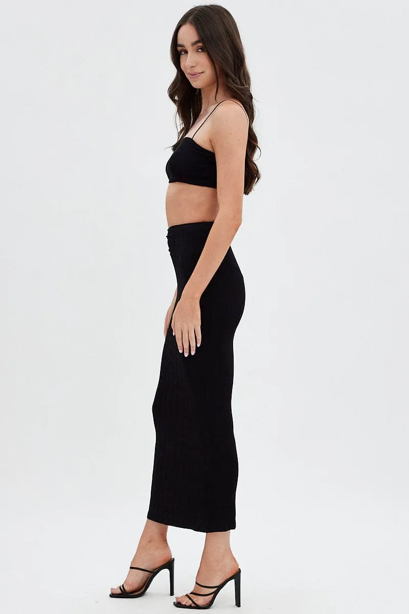 Black Ruched Midi Skirt sold by Ally Fashion product image thumbnail 4