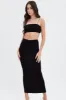 Black Ruched Midi Skirt sold by Ally Fashion