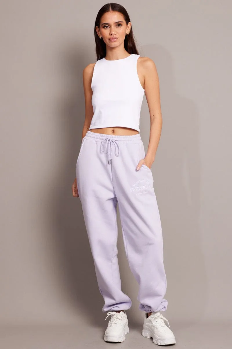 Purple Track Pants High Rise sold by Ally Fashion product image thumbnail 2