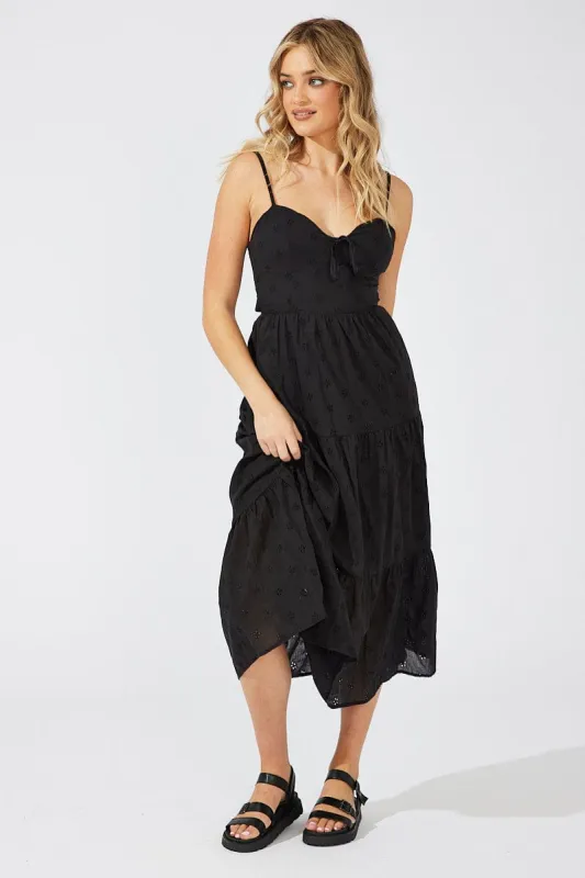 Black Midi Dress Sleeveless Eyelet sold by Ally Fashion