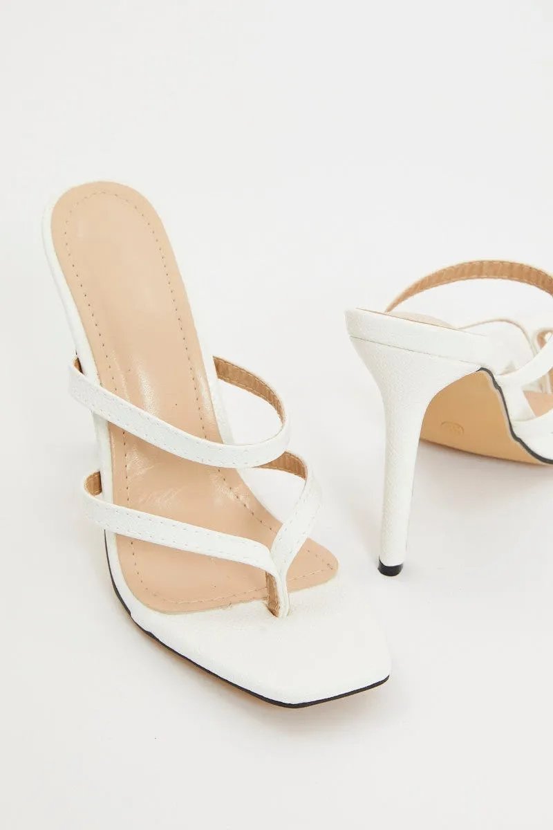WHITE Strappy Heel Mules sold by Ally Fashion product image thumbnail 4