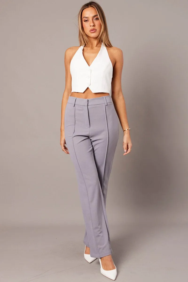 Grey Straight Fit Pants High Rise Workwear sold by Ally Fashion product image thumbnail 2