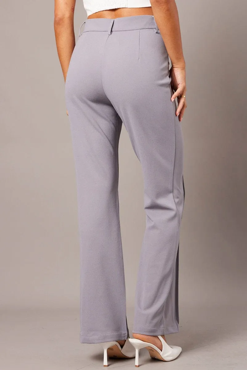 Grey Straight Fit Pants High Rise Workwear sold by Ally Fashion product image thumbnail 5