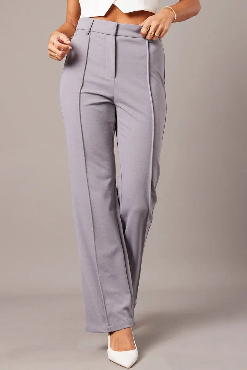 Grey Straight Fit Pants High Rise Workwear sold by Ally Fashion product image thumbnail 3