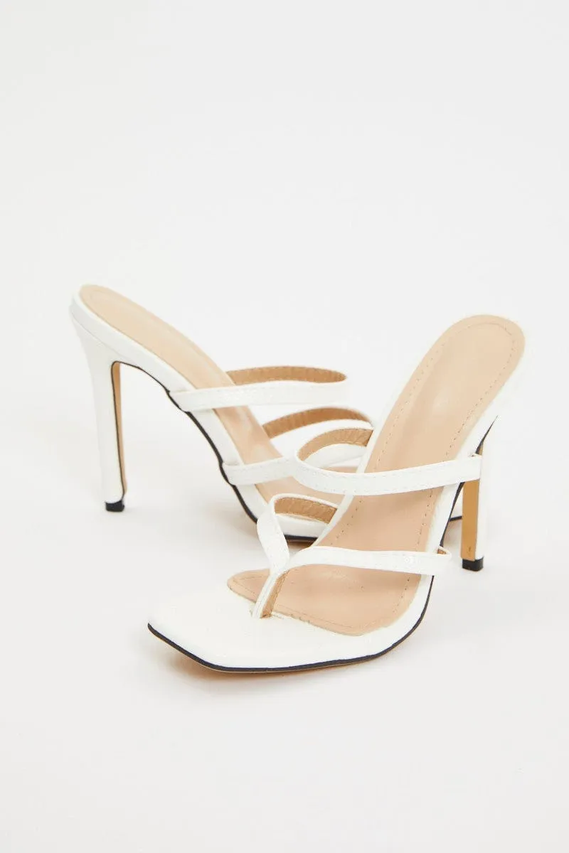 WHITE Strappy Heel Mules sold by Ally Fashion
