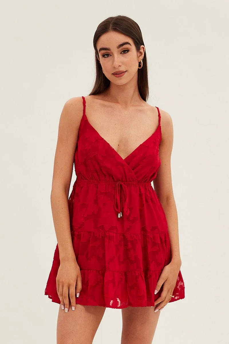 Red Floral Dress Mini Sleeveless Skater sold by Ally Fashion product image thumbnail 3