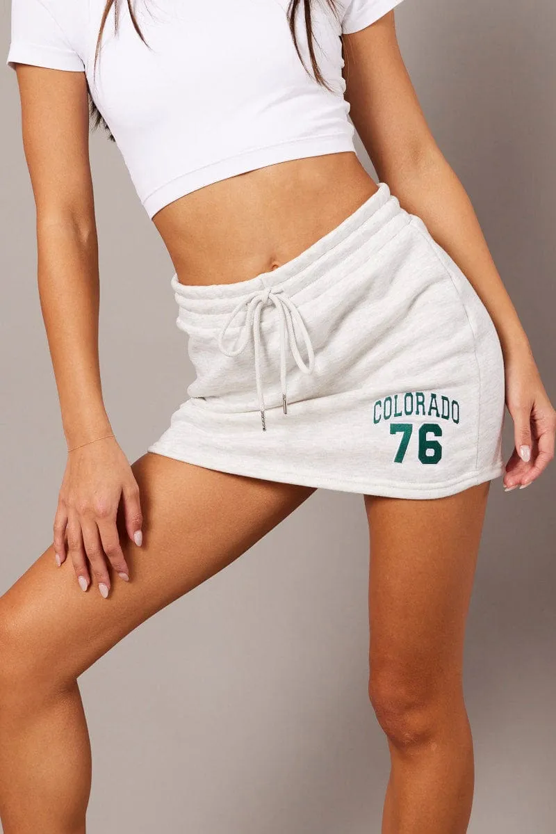 Grey Mini Skirt Mid Rise Fleece sold by Ally Fashion