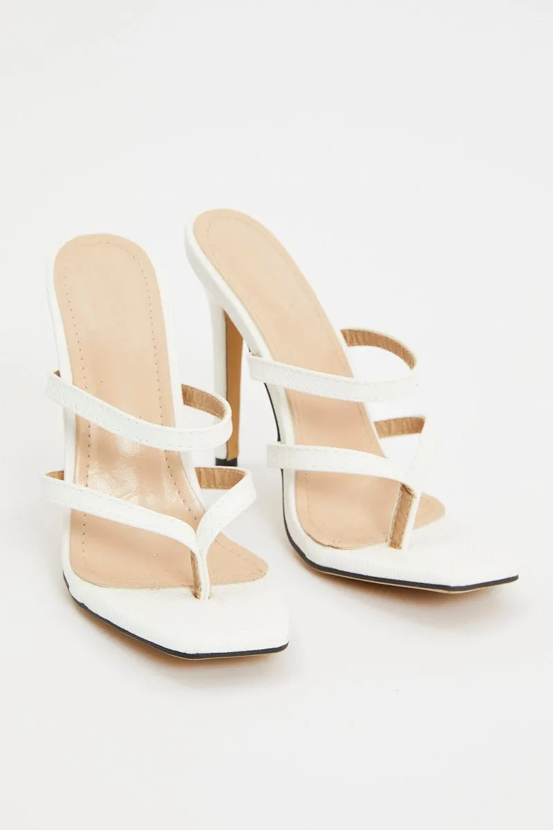 WHITE Strappy Heel Mules sold by Ally Fashion product image thumbnail 3