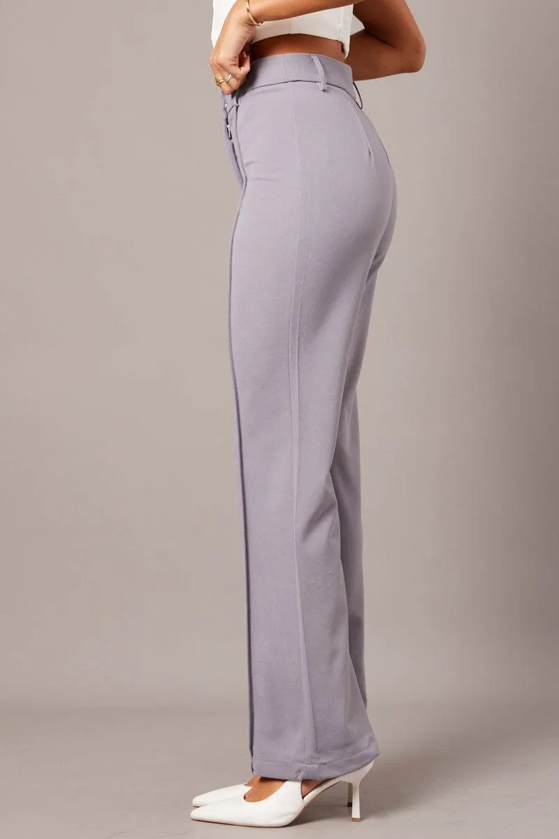 Grey Straight Fit Pants High Rise Workwear sold by Ally Fashion product image thumbnail 4