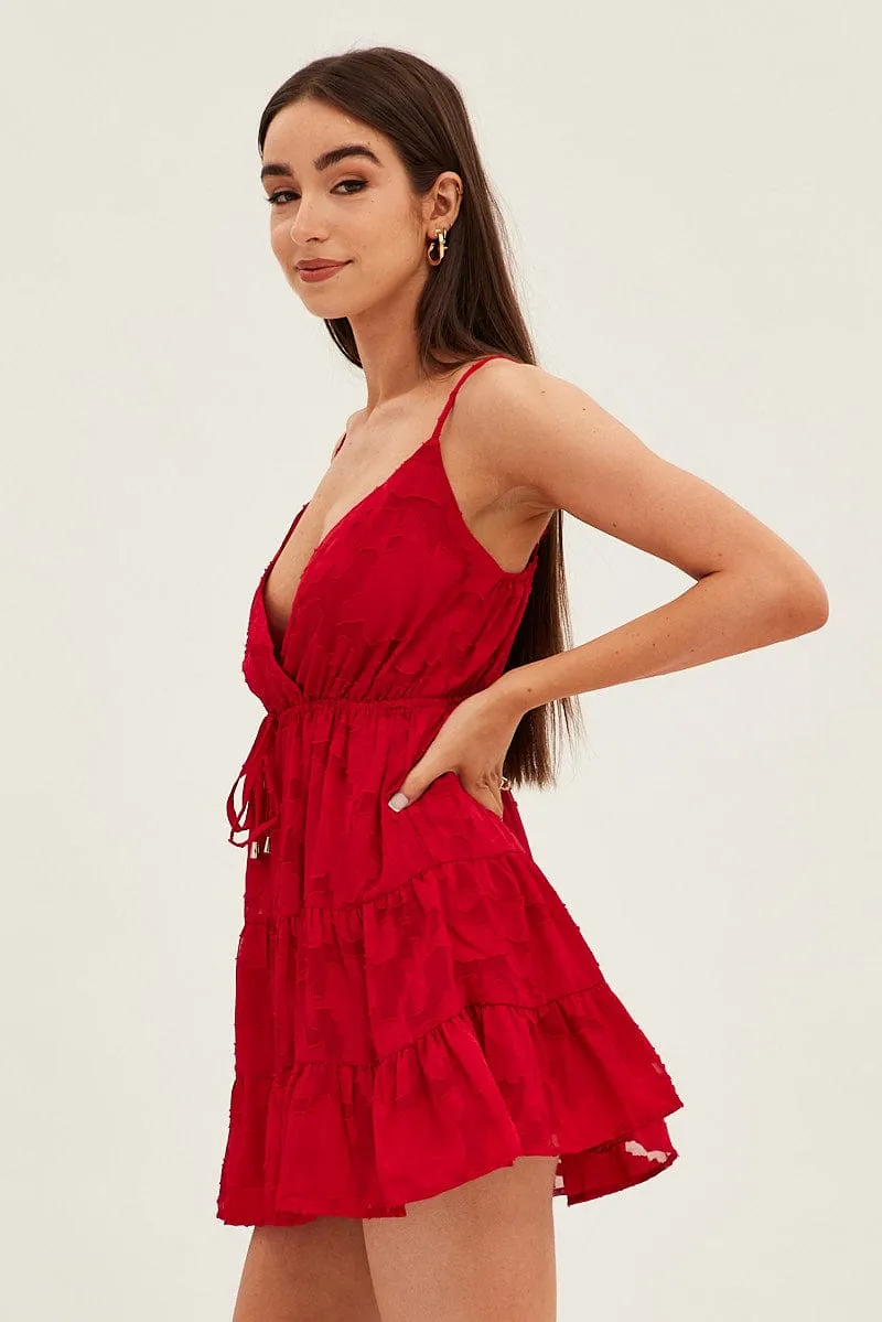 Red Floral Dress Mini Sleeveless Skater sold by Ally Fashion product image thumbnail 4