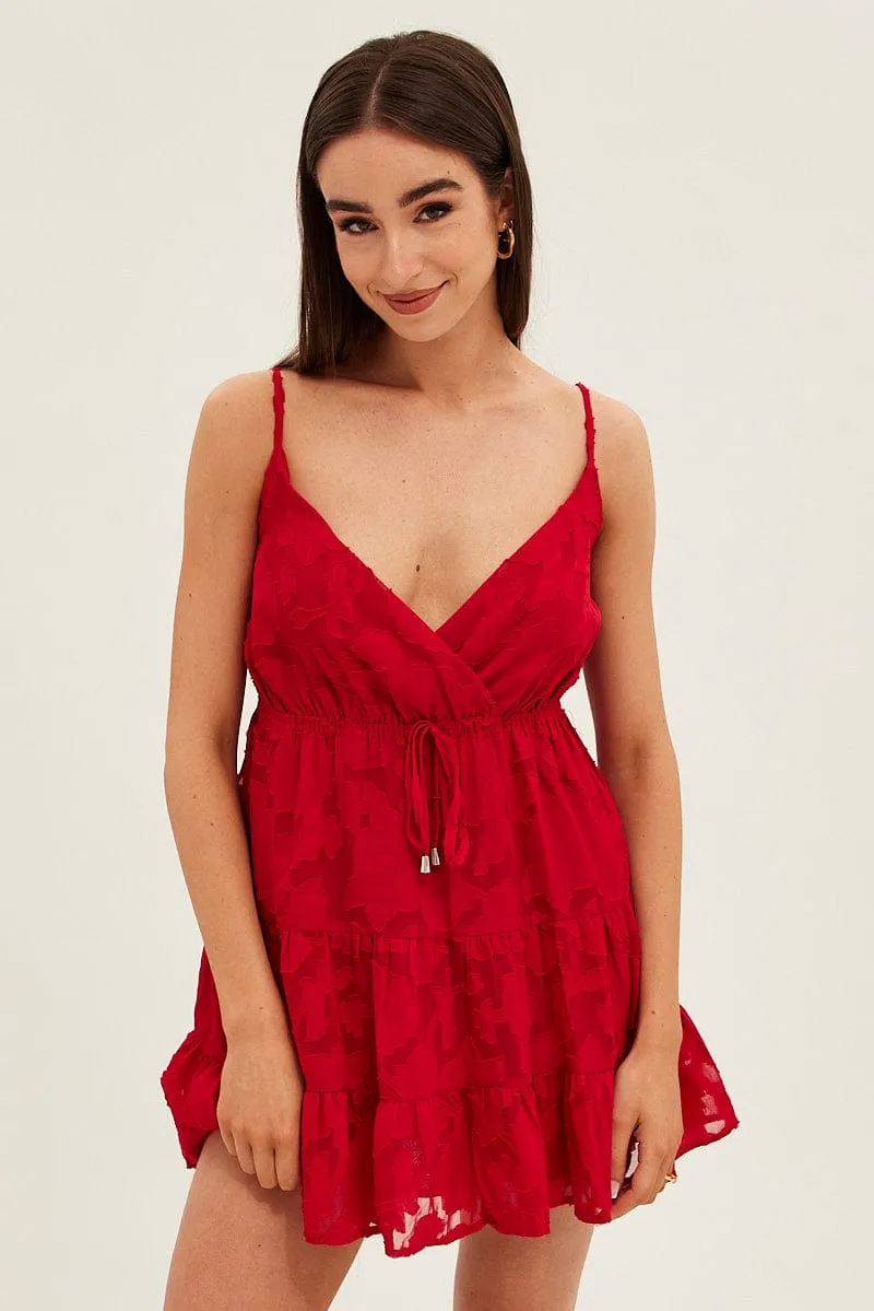 Red Floral Dress Mini Sleeveless Skater sold by Ally Fashion