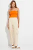 Beige Elastic Waist High Rise Wide Leg Cargo Pants sold by Ally Fashion