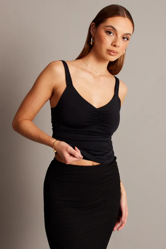 Black Sleeveless Tank Square V-neck sold by Ally Fashion