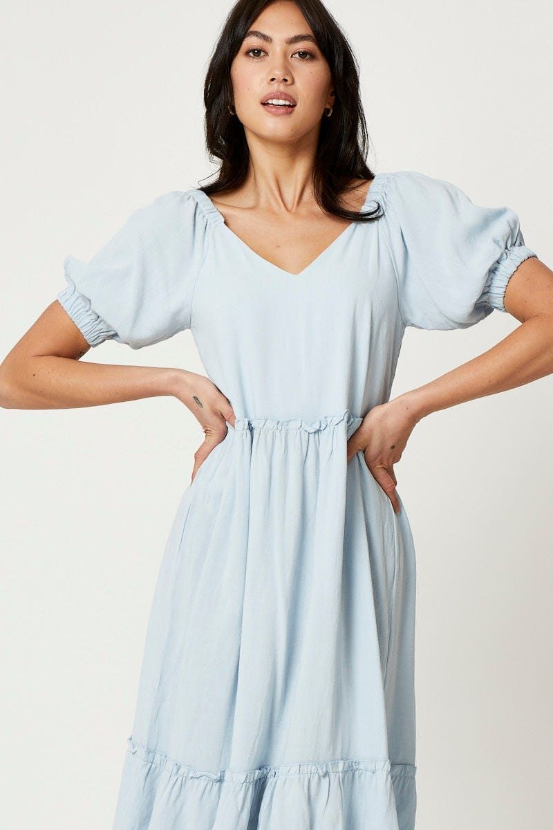 Blue Puff Sleeve Skater Dress sold by Ally Fashion product image thumbnail 5