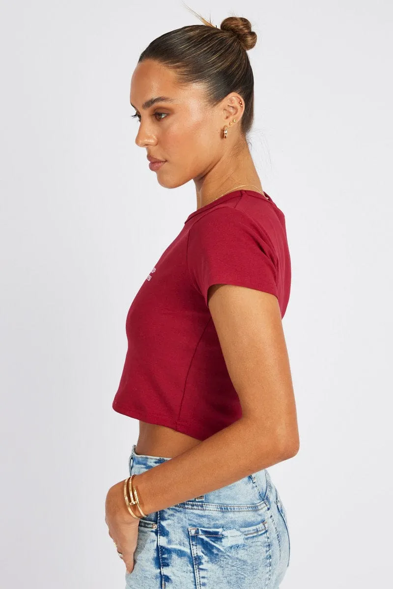 Red Graphic Tee Short Sleeve Crop sold by Ally Fashion product image thumbnail 4