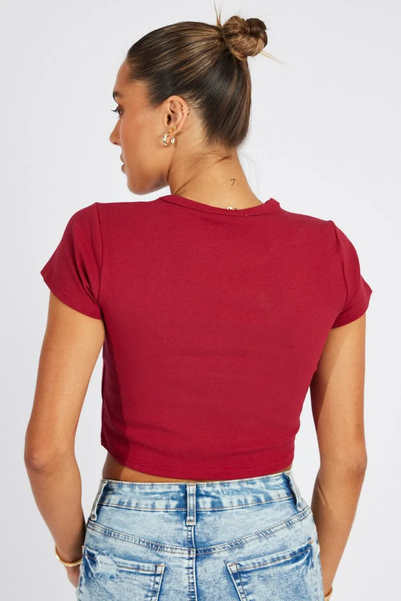 Red Graphic Tee Short Sleeve Crop sold by Ally Fashion product image thumbnail 5