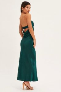 Green Satin Dress Maxi Strapless sold by Ally Fashion
