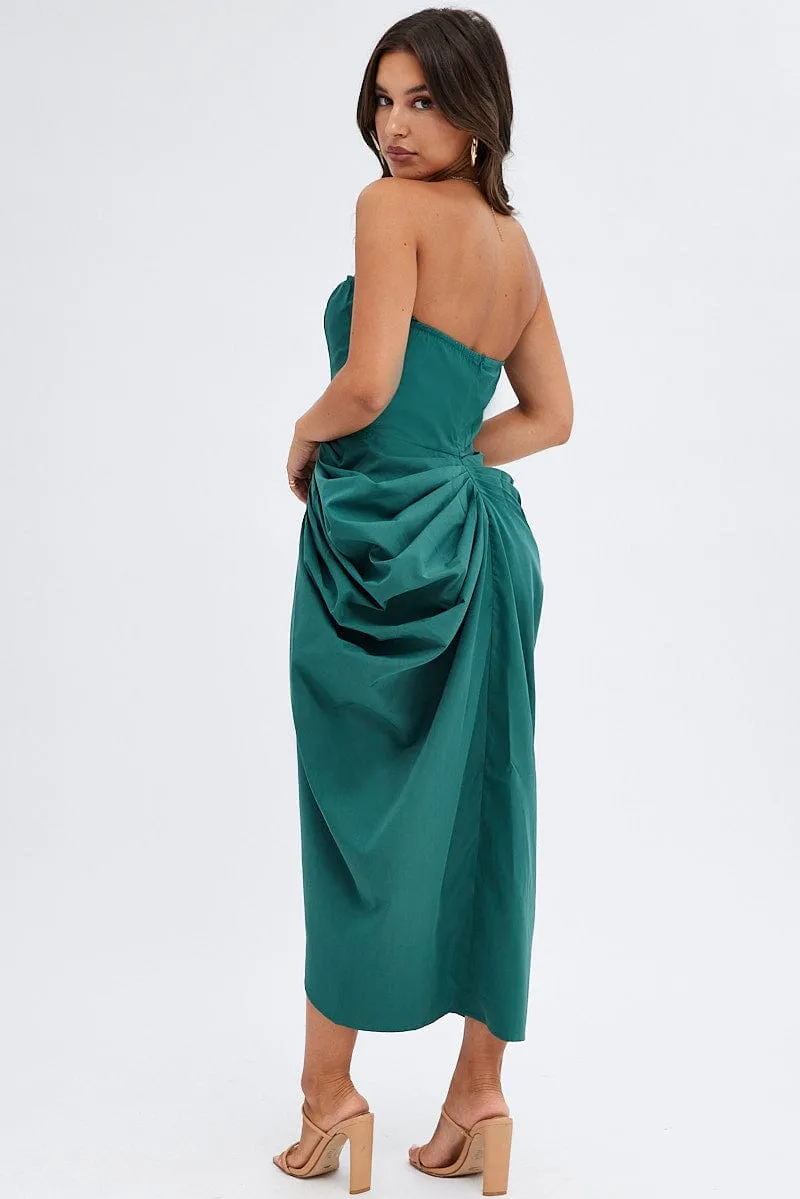 Green Draped Dress Bandeau Midi sold by Ally Fashion product image thumbnail 5