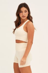 White Seamless Top And Shorts Activewear Set sold by Ally Fashion
