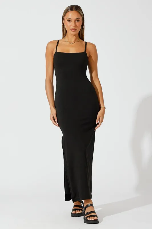 Black Supersoft Slim Fit Maxi Dress sold by Ally Fashion