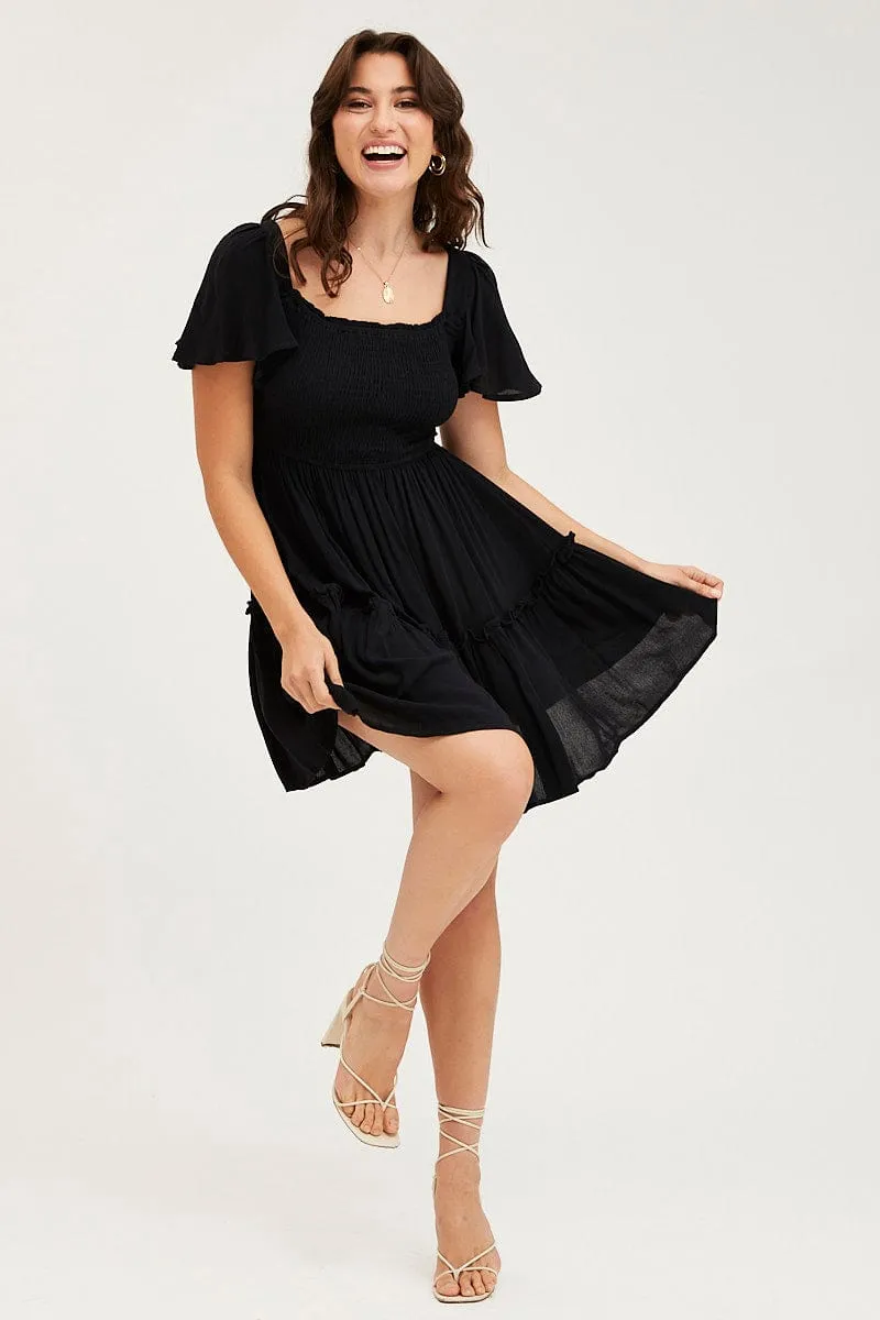 Black Skater Dress Short Sleeve Mini sold by Ally Fashion product image thumbnail 2