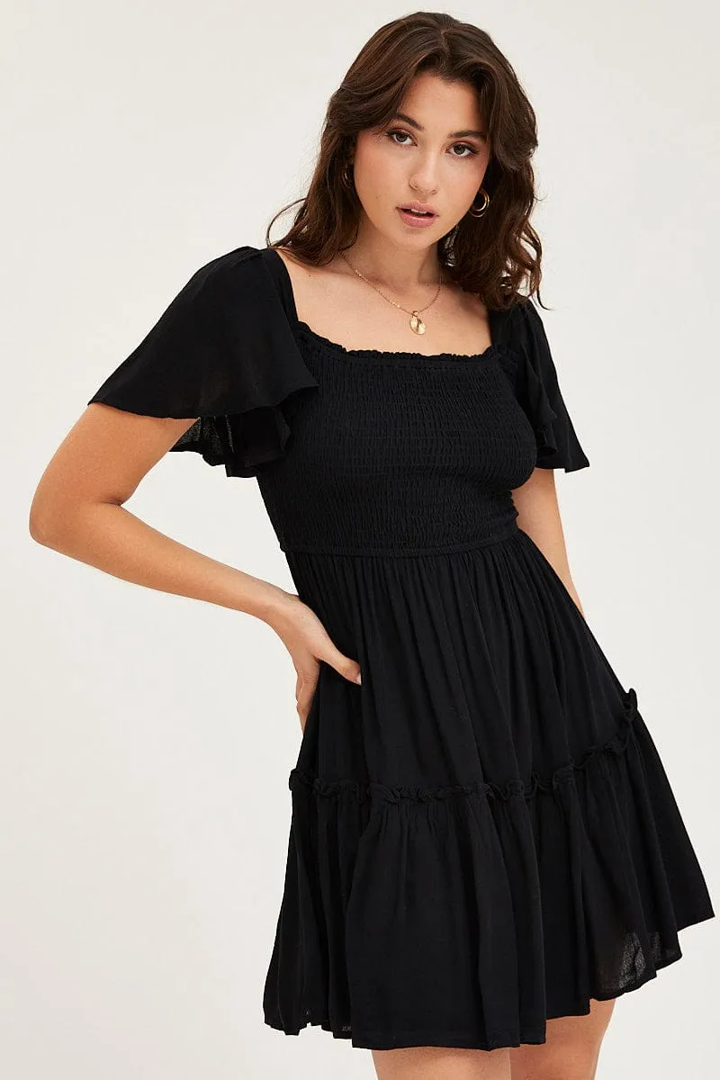 Black Skater Dress Short Sleeve Mini sold by Ally Fashion product image thumbnail 3
