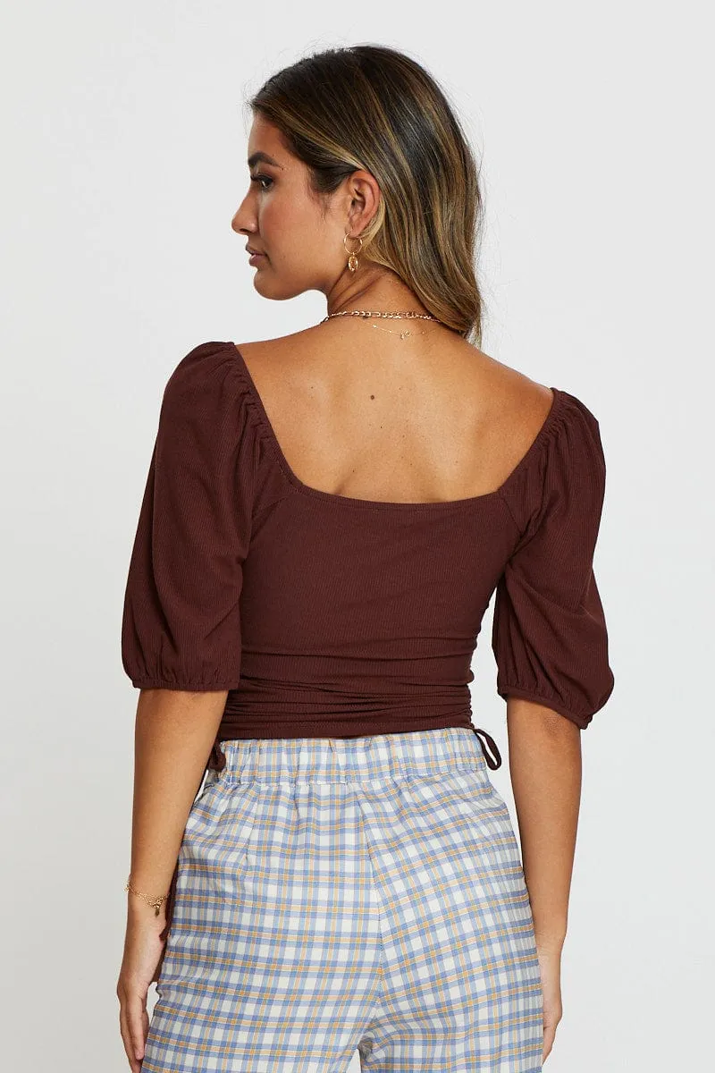 Brown Crop Top Short Sleeve sold by Ally Fashion product image thumbnail 5