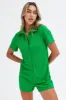 Green Textured Embossed Button Romper Playsuit sold by Ally Fashion