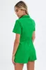 Green Textured Embossed Button Romper Playsuit sold by Ally Fashion