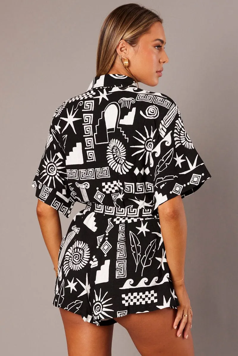 Black Abstract Oversized Playsuit sold by Ally Fashion product image thumbnail 5