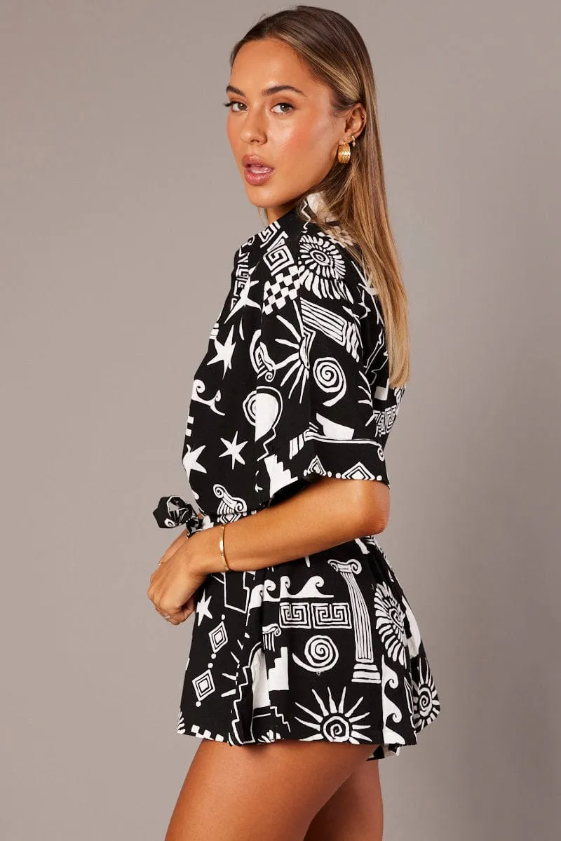 Black Abstract Oversized Playsuit sold by Ally Fashion product image thumbnail 4