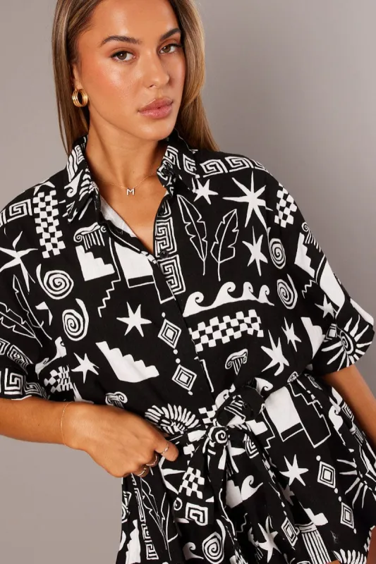 Black Abstract Oversized Playsuit sold by Ally Fashion