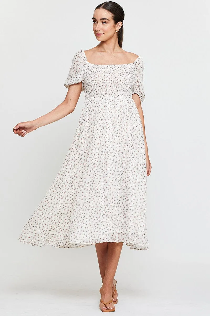 Print Midi Dress Short Sleeve Round Neck sold by Ally Fashion product image thumbnail 3