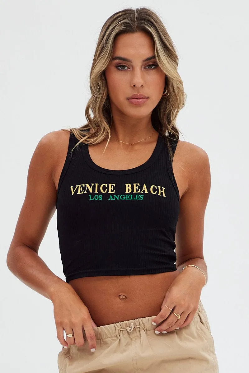 Black Rib Tank Scoop Neck Sleeveless sold by Ally Fashion product image thumbnail 3