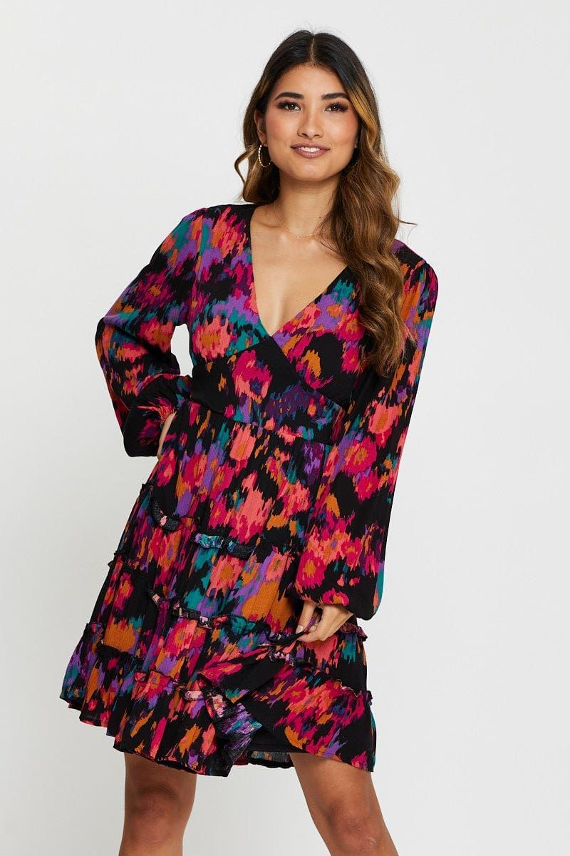 Print Mini Dress Long Sleeve sold by Ally Fashion product image thumbnail 3