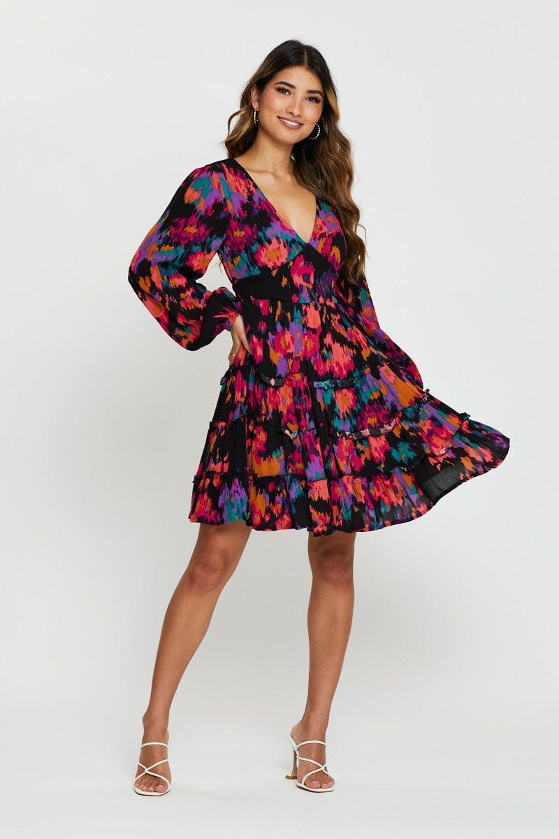 Print Mini Dress Long Sleeve sold by Ally Fashion product image thumbnail 2