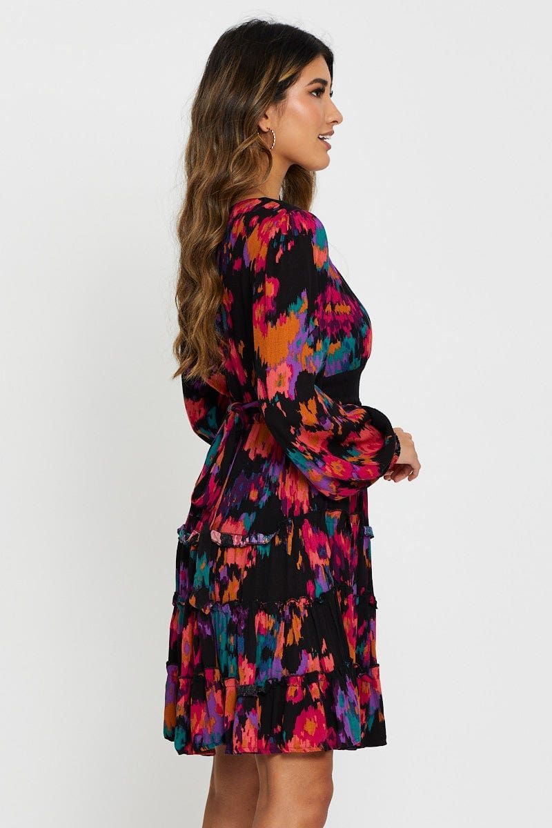 Print Mini Dress Long Sleeve sold by Ally Fashion product image thumbnail 4