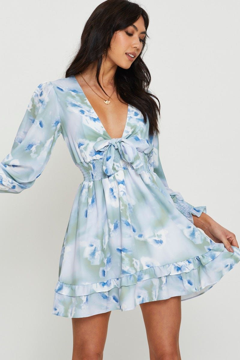 Abstract Print Mini Dress Long Sleeve sold by Ally Fashion product image thumbnail 5