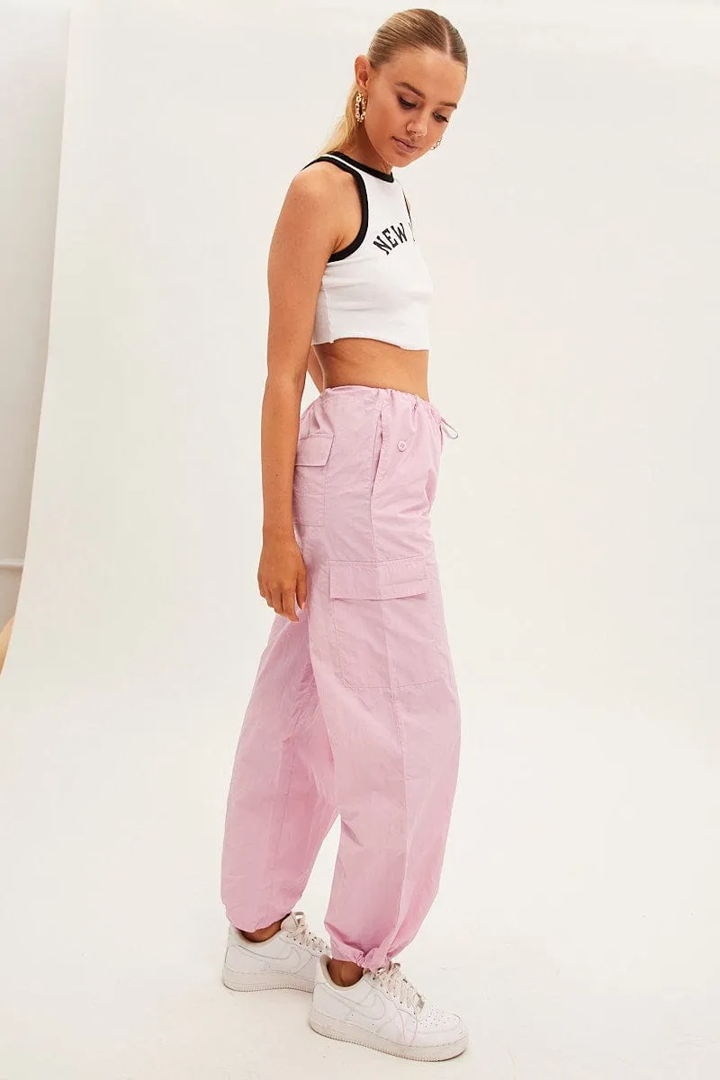 Pink Cargo Parachute Pants sold by Ally Fashion product image thumbnail 4